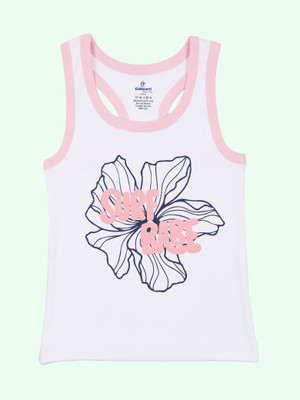 KiddoPanti Girls Casual Cotton Lycra Blend Tank Top(White, Pack of 1)