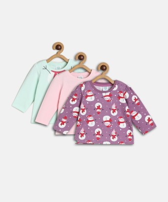 MINI KLUB Baby Girls Cotton Blend A-line Top(Multicolor, Pack of 3)