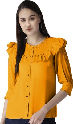 oriexfabb Girls Casual Polycotton Top(Yellow, Pack of 1)