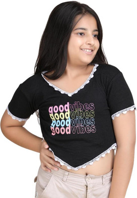 GALAD Girls Casual Cotton Blend Crop Top(Black, Pack of 1)