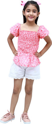 nuevoskiddos Girls Casual Georgette Top(Pink, Pack of 1)