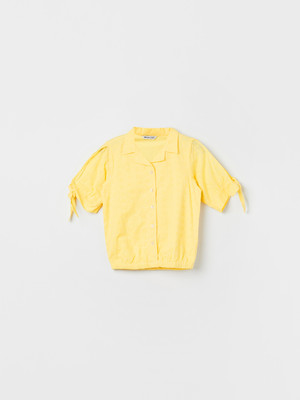 Fame Forever by Lifestyle Girls Casual Cotton Blend Woven Top(Yellow, Pack of 1)