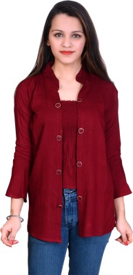 SNIFFY Girls Casual Rayon Top(Maroon, Pack of 1)