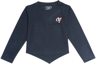 GINI & JONY Girls Casual Pure Cotton Knit Top(Blue, Pack of 1)