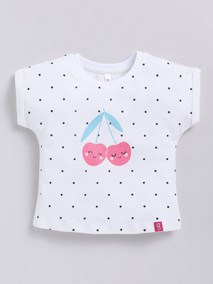 Ginie Girls Casual Cotton Blend A-line Top(White, Pack of 1)