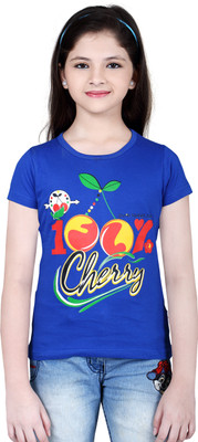 SINI MINI Girls Casual Pure Cotton Top(Dark Blue, Pack of 1)