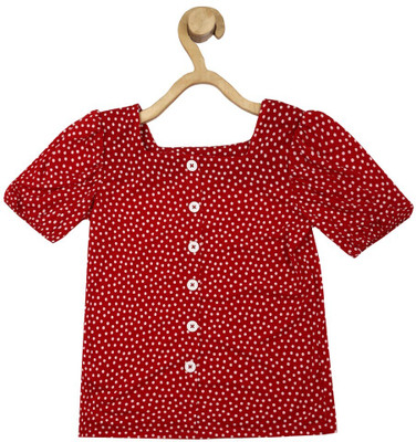 PETER ENGLAND Girls Casual Polyester Blend Top(Red, Pack of 1)