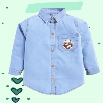 CERABI Girls Casual Denim Shirt Style Top(Blue, Pack of 1)