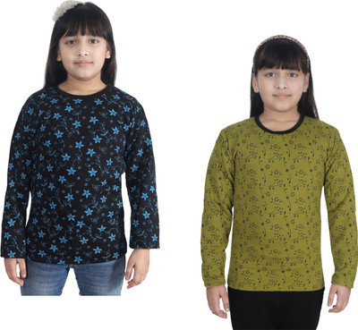 MTI FASHIONS Girls Casual Fleece Full Sleeve Top(Multicolor, Pack of 2)