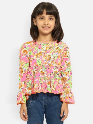 NautiNati Girls Casual Polyester Peplum Top(Multicolor, Pack of 1)