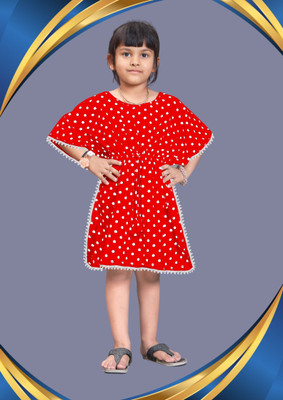 SELVIFAB Girls Crepe A-line Top(Red, Pack of 1)