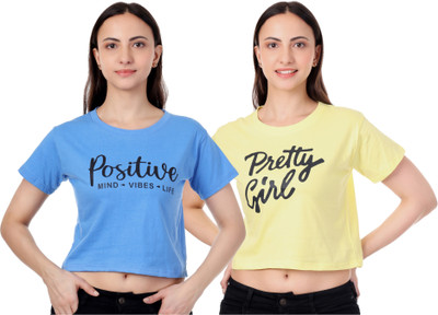 adibaba Girls Casual Cotton Blend Top(Multicolor, Pack of 2)