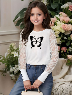 Wahoo Girls Cotton Blend Top(White, Pack of 1)