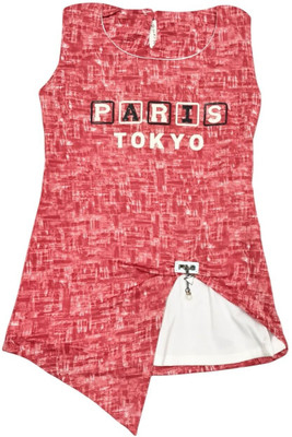Pink Paradise Girls Casual Polyester Blend Top(Maroon, Pack of 1)