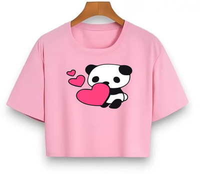 Loom & Line Girls Casual Cotton Blend Crop Top(Pink, Pack of 1)