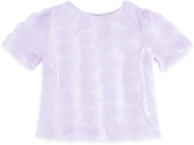 Pantaloons Junior Girls Casual Pure Cotton Top(Purple, Pack of 1)