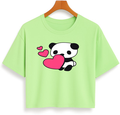 Loom & Line Girls Casual Cotton Blend Crop Top(Light Green, Pack of 1)