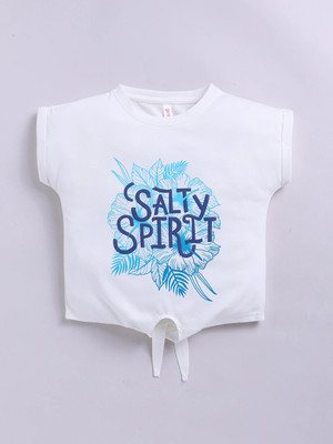 Ginie Girls Casual Cotton Blend Top(White, Pack of 1)