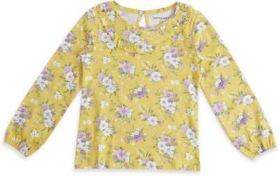 Pantaloons Junior Girls Casual Pure Cotton Top(Yellow, Pack of 1)