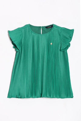 Allen Solly Girls Casual Pure Cotton Top(Green, Pack of 1)