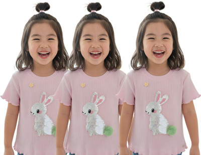 KETI MINI Girls Casual Pure Cotton Top(Pink, Pack of 3)