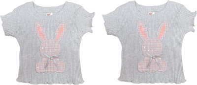 KETI MINI Baby Girls Casual Pure Cotton Top(Blue, Pack of 2)