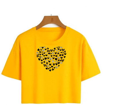 Loom & Line Girls Casual Cotton Blend Crop Top(Yellow, Pack of 1)