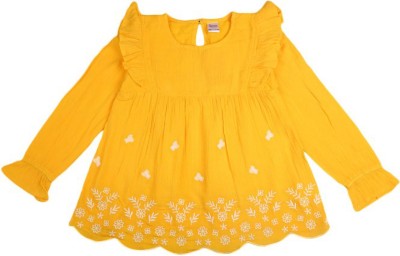 V-MART Girls Casual Rayon Top(Yellow, Pack of 1)