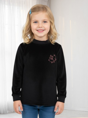 salvia Girls Casual Velvet Full Sleeve Top(Black, Pack of 1)