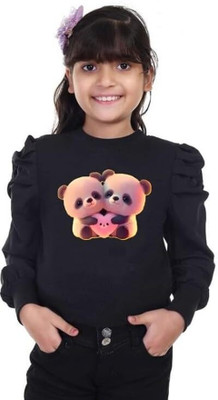 AZARZA FASHION Girls Casual Cotton Blend Raglan Top(Black, Pack of 1)