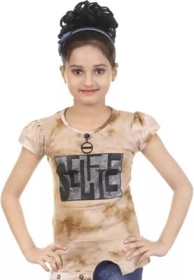 Celebrity Club Girls Casual Cotton Blend Top(Brown, Pack of 1)