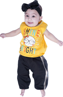 stylestorm Baby Girls Cotton Blend A-line Top(Yellow, Pack of 1)