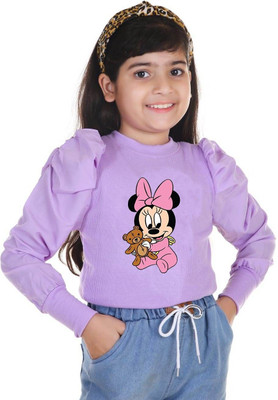 Zalorawear Girls Casual Cotton Blend Top(Purple, Pack of 1)