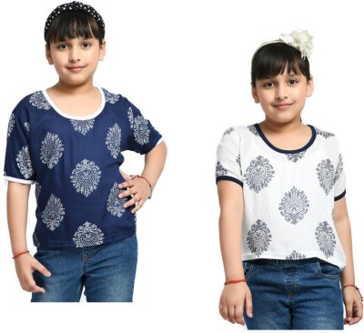 IndiWeaves Girls Casual Rayon A-line Top(Multicolor, Pack of 2)