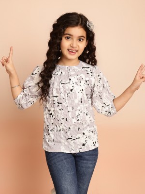 Ishti Girls Casual Polyester A-line Top(Grey, Pack of 1)