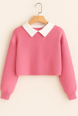 VATSALAYA Girls Casual Cotton Blend Crop Top(Pink, Pack of 1)