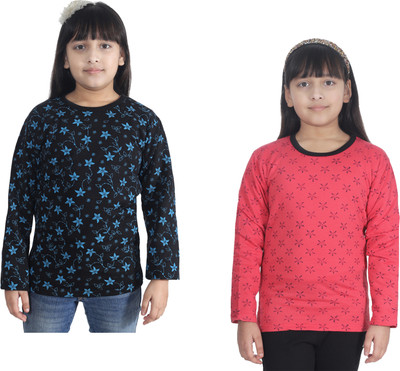 MTI FASHIONS Girls Casual Fleece Full Sleeve Top(Multicolor, Pack of 2)