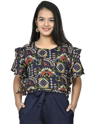 LIME N LEMON Girls Casual Polyester Top(Multicolor, Pack of 1)