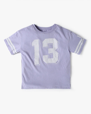 GAP Girls Casual Pure Cotton Knit Top(Purple, Pack of 1)