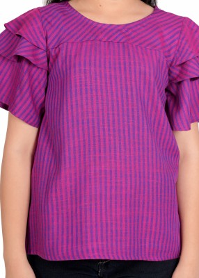 Yash Gallery Girls Casual Viscose Top(Purple, Pack of 1)
