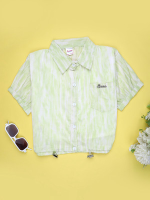 V-MART Girls Casual Polyester Top(Light Green, Pack of 1)