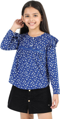 Purple United Kids Girls Casual Rayon Top(Blue, Pack of 1)