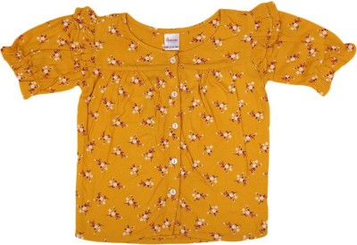 V-MART Girls Casual Rayon Top(Yellow, Pack of 1)