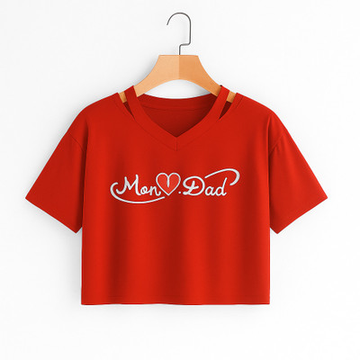 CROP ZONE Girls Casual Cotton Blend Crop Top(Red, Pack of 1)