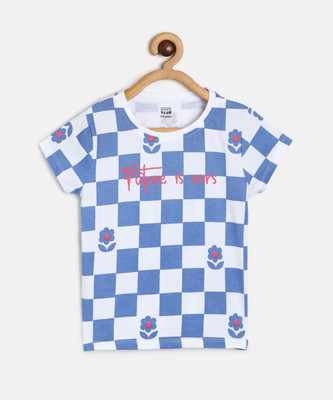 MINI KLUB Girls Casual Pure Cotton Knit Top(Blue, Pack of 1)