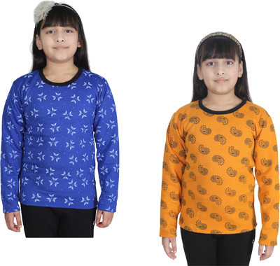 MTI FASHIONS Girls Casual Fleece Full Sleeve Top(Multicolor, Pack of 2)