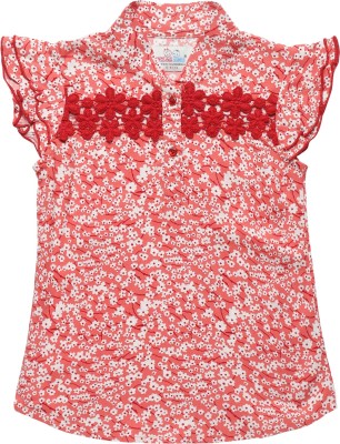 YOUNG BIRDS Girls Casual Viscose Top(Red, Pack of 1)