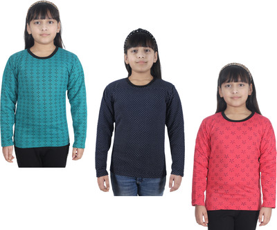 MTI FASHIONS Girls Casual Fleece Full Sleeve Top(Multicolor, Pack of 3)