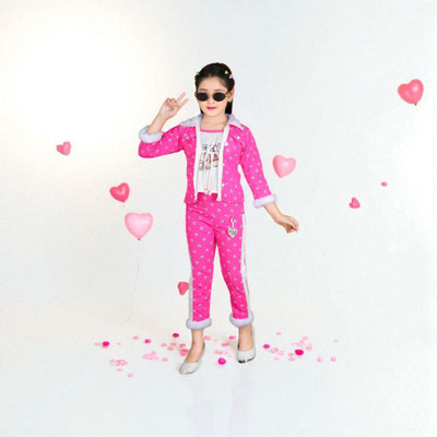 RRFASHION Girls Party Cotton Blend Full Sleeve Top(Pink, Pack of 1)