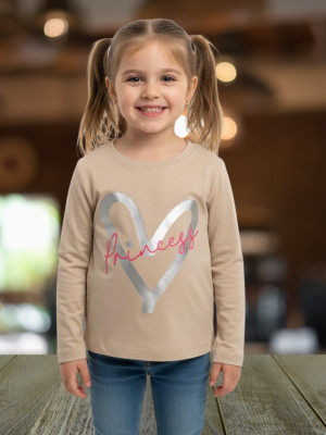 Pink Castle Girls Casual Cotton Lycra Blend Full Sleeve Top(Beige, Pack of 1)